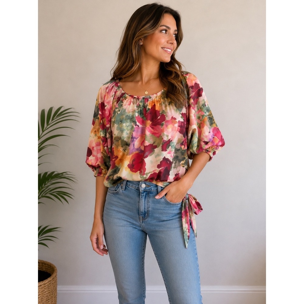 Vince Camuto Beautiful Watercolor Floral Top Size XS